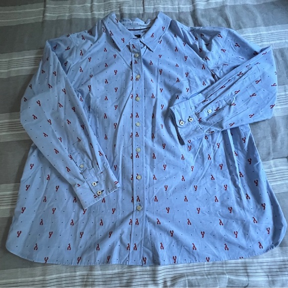 Talbots Women's Lobster Blouse Top Size 2X Button Up Collar NWT - Picture 1 of 11
